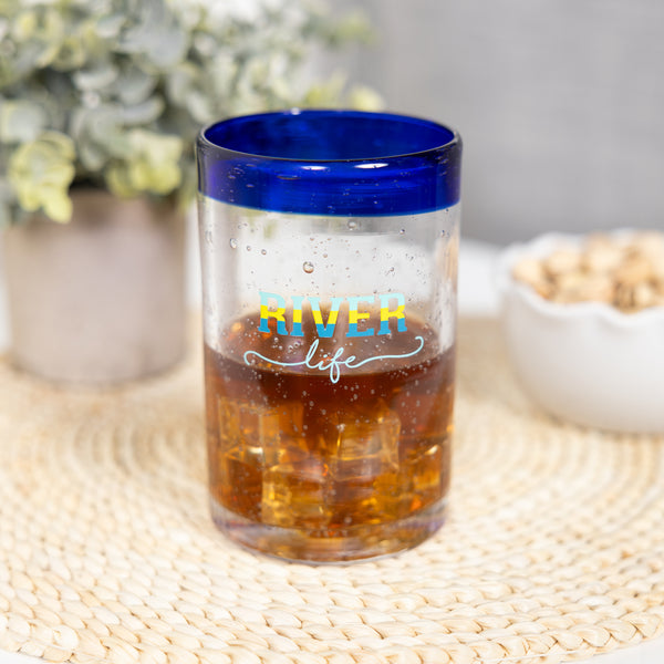 Pavilion Gift Company River Life 15 Oz Bubble Glass
