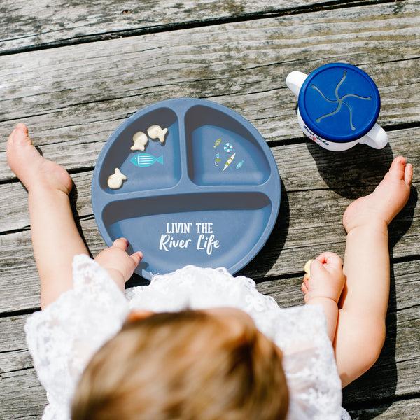 Pavilion Gift Company River Life 7.75" Divided Silicone Suction Plate