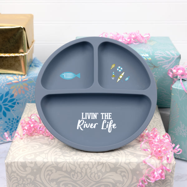 Pavilion Gift Company River Life 7.75" Divided Silicone Suction Plate