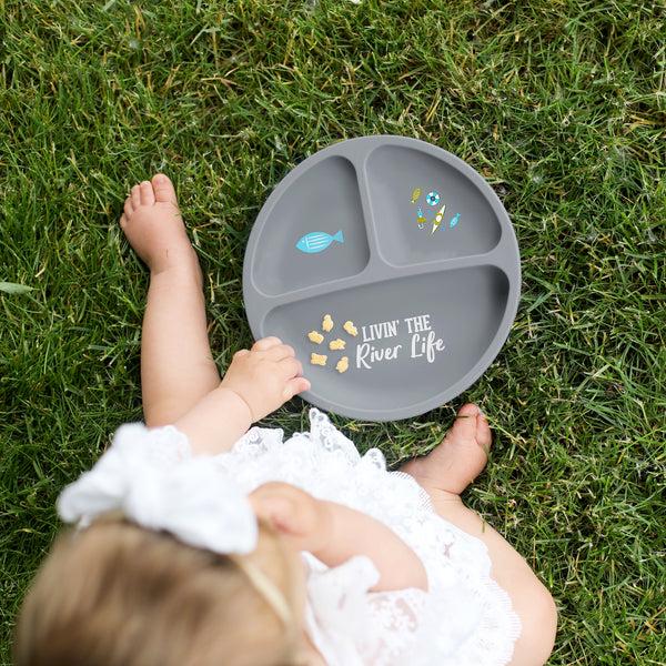 Pavilion Gift Company River Life 7.75" Divided Silicone Suction Plate