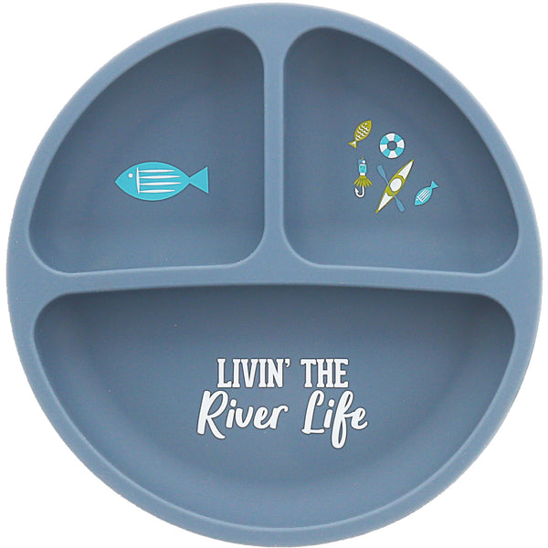 pavilion gift company River Life 7.75" Divided Silicone Suction Plate