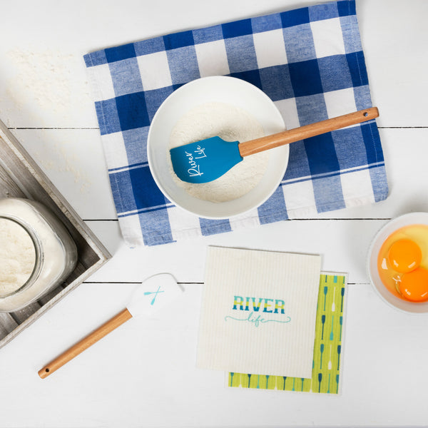 Pavilion Gift Company River Life Spatula And Reusable Dish Cloth Set (2 Of Each)