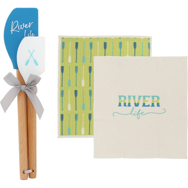pavilion gift company River Life Spatula and Reusable Dish Cloth Set (2 of Each)
