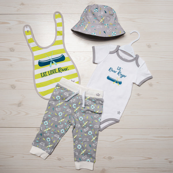 Pavilion Gift Company River Rager 6-12 Months Gray Trimmed Bodysuit