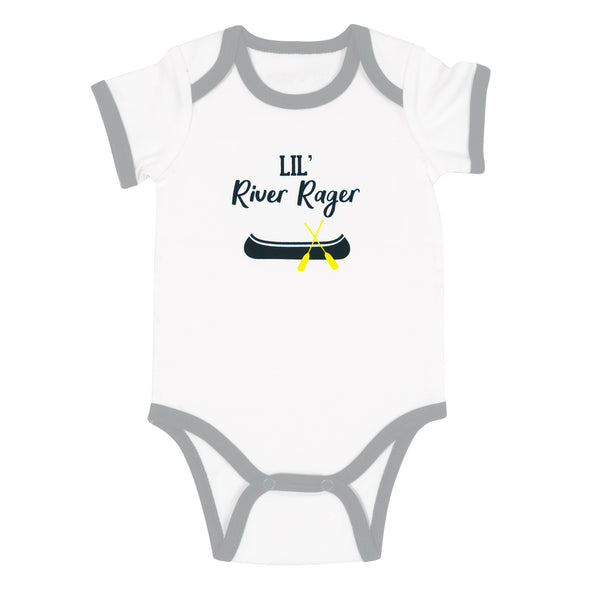pavilion gift company River Rager 6-12 Months Gray Trimmed Bodysuit