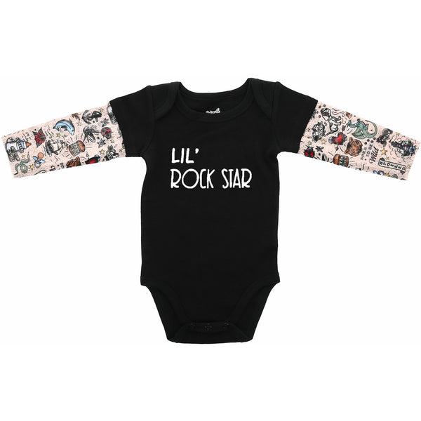 pavilion gift company Rock Star 12-24 Months Biker Tat Tee Bodysuit