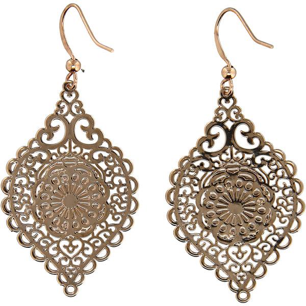 Pavilion Gift Company Rose Gold Lace Leaf Mother Of Pearl Earrings