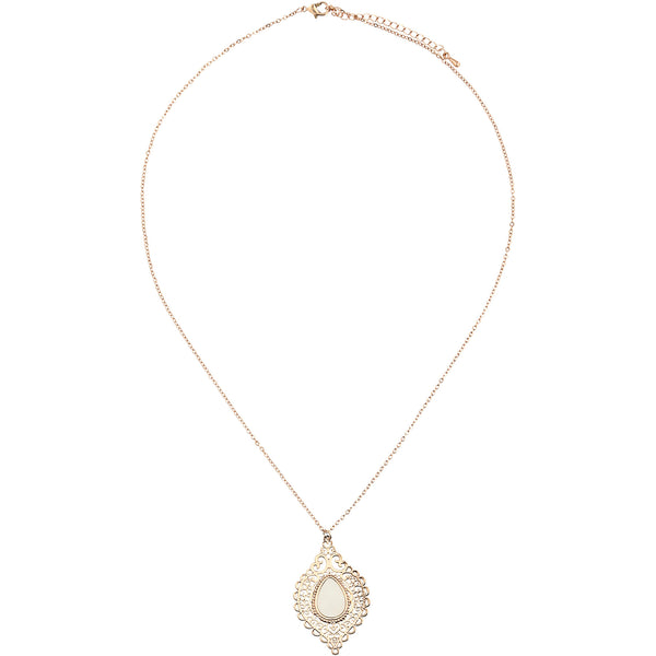 Pavilion Gift Company Rose Gold Lace Leaf Mother Of Pearl Necklace