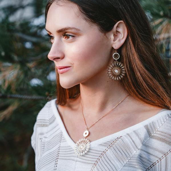 Pavilion Gift Company Rose Gold Mandala Mother Of Pearl Necklace