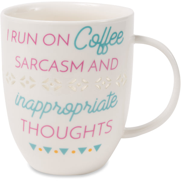 pavilion gift company Run on Coffee 24 oz Pierced Porcelain Cup