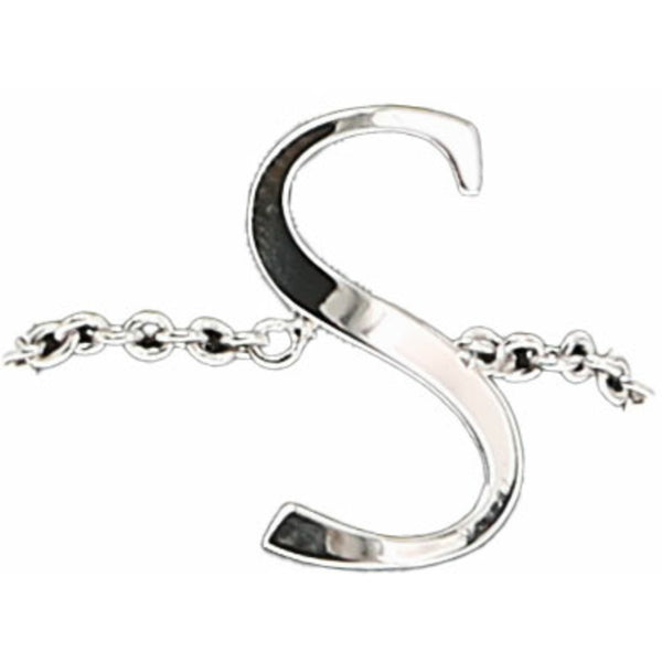 pavilion gift company S Adjustable Rhodium Plated Monogram Ring