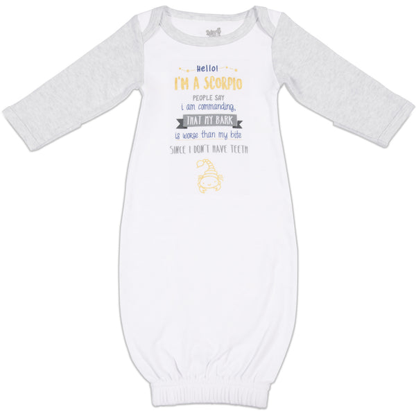 pavilion gift company Scorpio 0-3 Months Gown with Mitten Cuffs