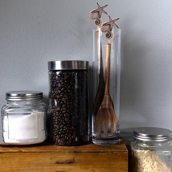 Pavilion Gift Company Seashells 13" Acacia 2 Piece Utensil Set