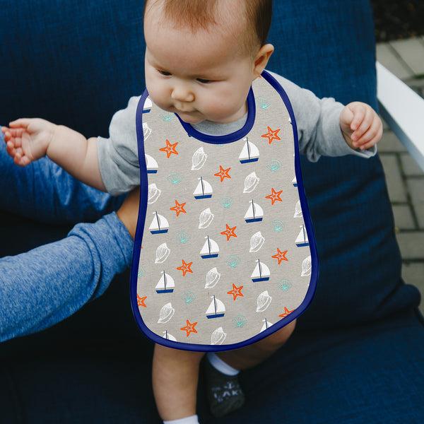 Pavilion Gift Company Seashells And Boats Reversible Bib 6 Months - 3 Years