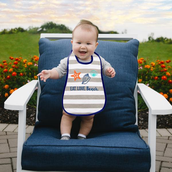 Pavilion Gift Company Seashells And Boats Reversible Bib 6 Months - 3 Years