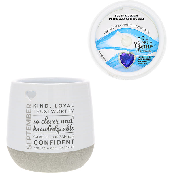 pavilion gift company September 11 oz - 100% Soy Wax Reveal Candle with Birthstone Scent: Tranquility