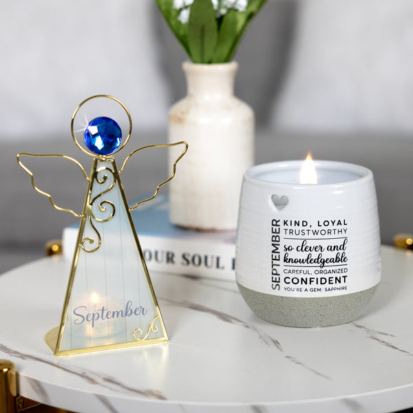 Pavilion Gift Company September 6.5" Monthly Angel Tea Light Holder