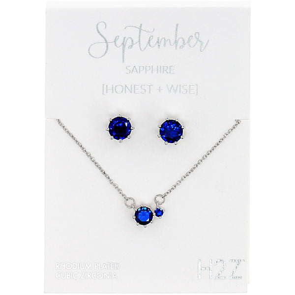 pavilion gift company September Sapphire 16.5"-18.5" Birthstone Jewelry Gift Set