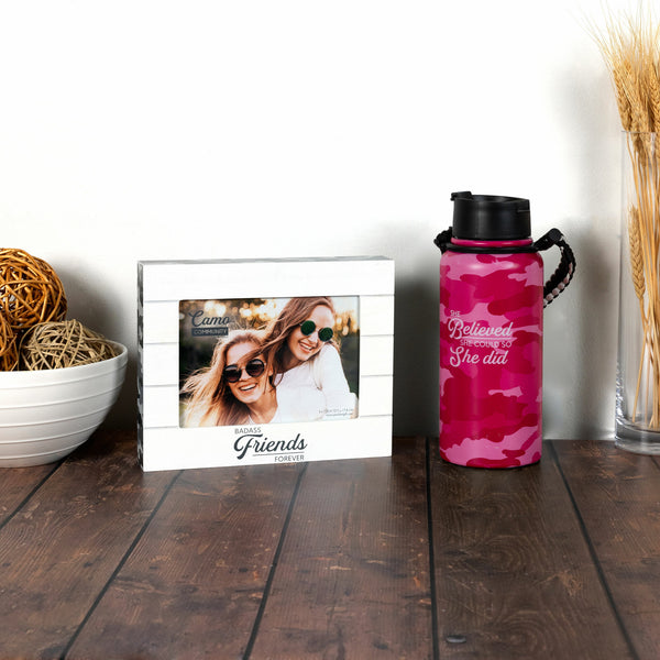 Pavilion Gift Company She Believed 32 Oz Stainless Steel Water Bottle With Paracord Survival Handle