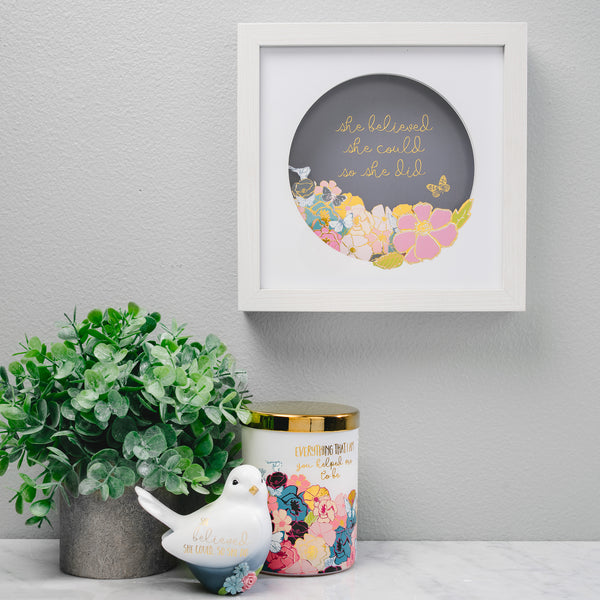 Pavilion Gift Company She Believed 8" Cut Paper Shadow Box