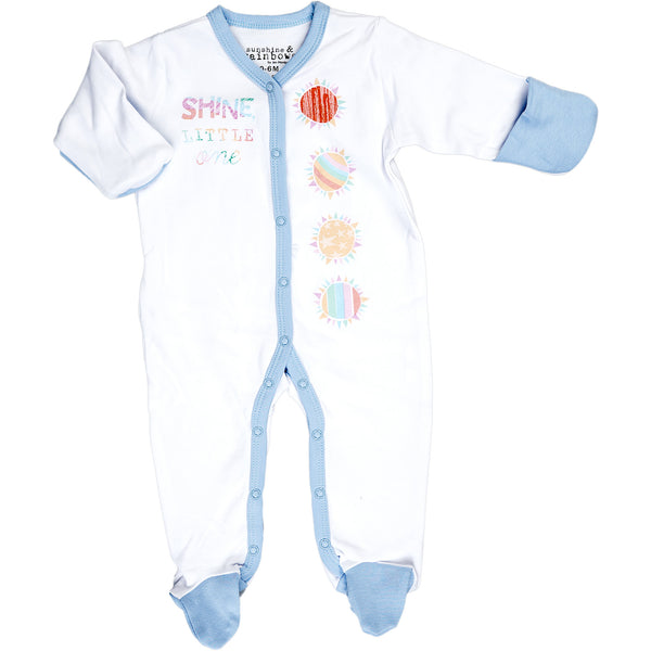 Pavilion Gift Company Shine Little One 0-6 Months Blue Trimmed Sleeper