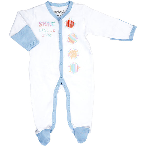 pavilion gift company Shine Little One 0-6 Months Blue Trimmed Sleeper