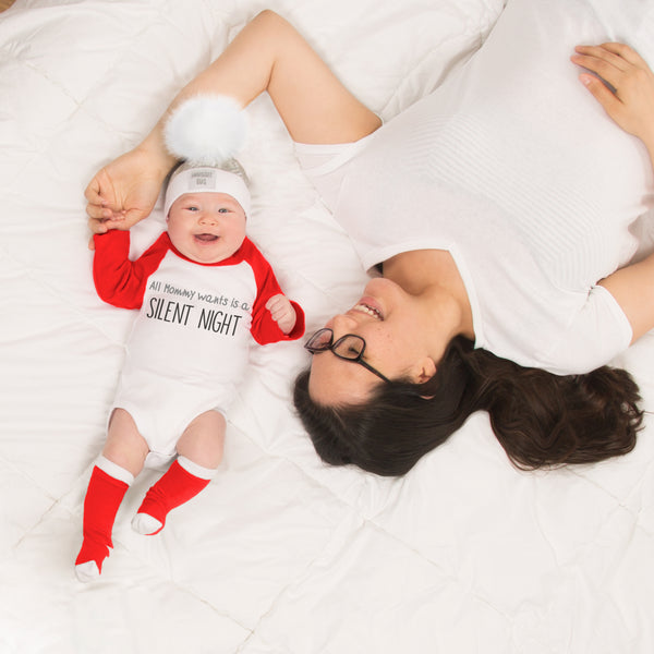 Pavilion Gift Company Silent Night 12-24 Months 3/4 Length Red Sleeve Onesie