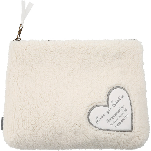 pavilion gift company Sister 10" x 8" Sherpa Cosmetic Bag