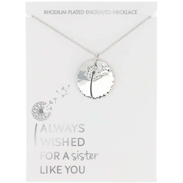 pavilion gift company Sister 16.5"-18.5" Engraved Rhodium Plated Necklace