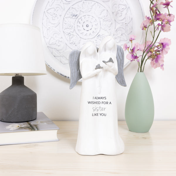 Pavilion Gift Company Sister Like You 9" Double Angels Holding Butterflies