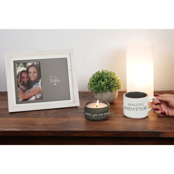 Pavilion Gift Company Sister Stacking Mug And Candle Set 100% Soy Wax Scent: Tranquility