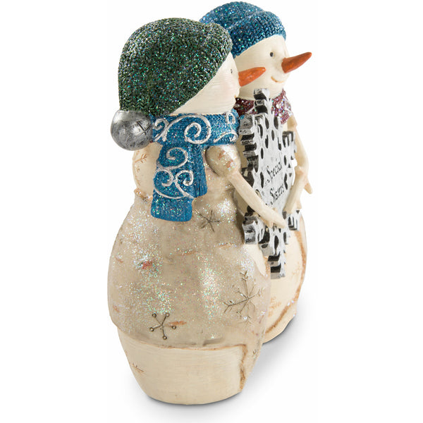 Pavilion Gift Company Sisters 4.5" Snowwomen Holding Snowflake