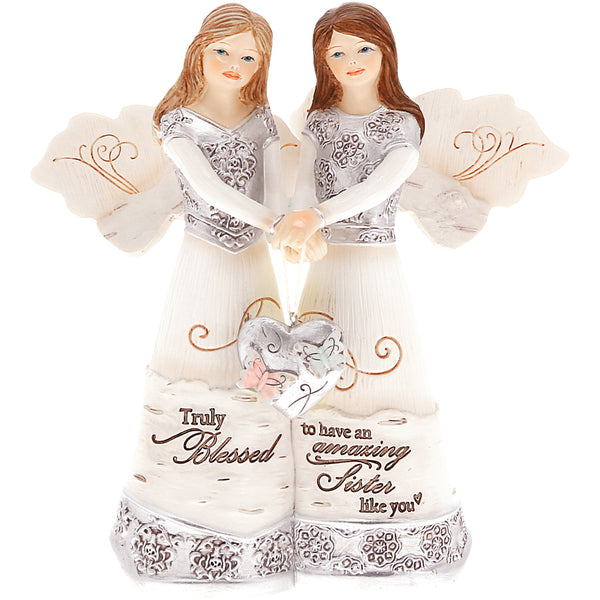 pavilion gift company Sisters 5.5" Double Angels Holding Heart