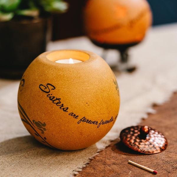 Pavilion Gift Company Sisters Are Forever Friends 4.5" Round Candle Holder