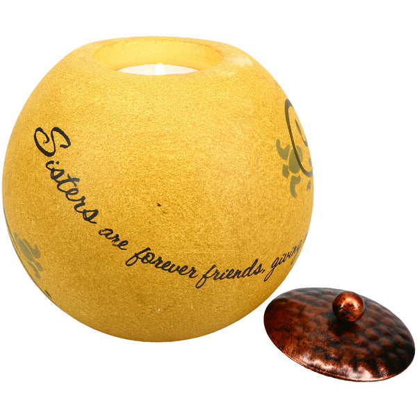 pavilion gift company Sisters are Forever Friends 4.5" Round Candle Holder