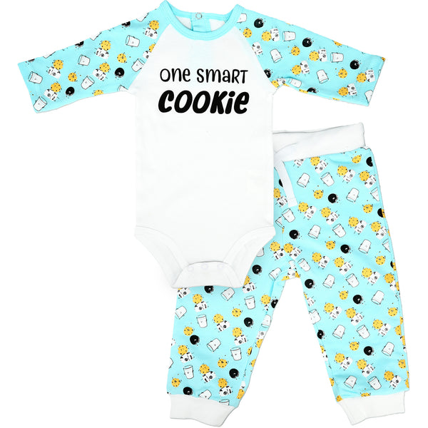pavilion gift company Smart Cookie 6-12 Months Light Blue Bodysuit & Pants Set