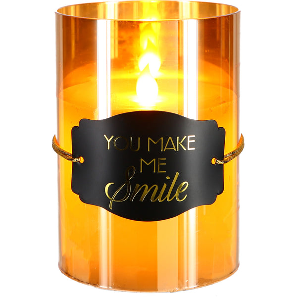 pavilion gift company Smile 5" Amber Luster Realistic Flame Candle