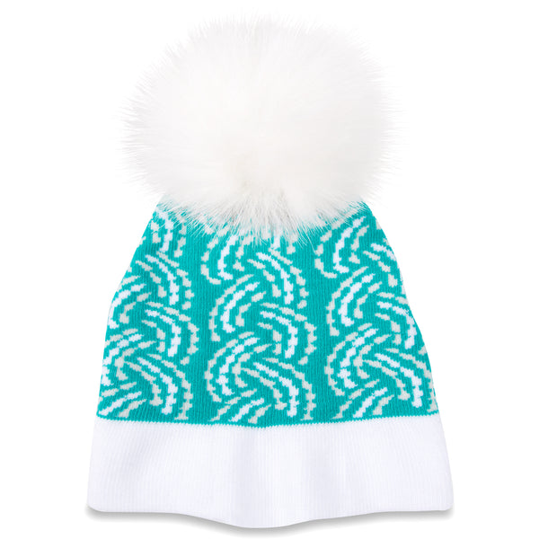 Pavilion Gift Company Snow Angel Teal Knit Pom Pom Hat (0-12 Months)