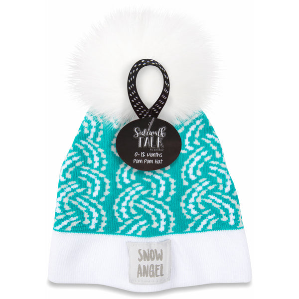 Pavilion Gift Company Snow Angel Teal Knit Pom Pom Hat (0-12 Months)