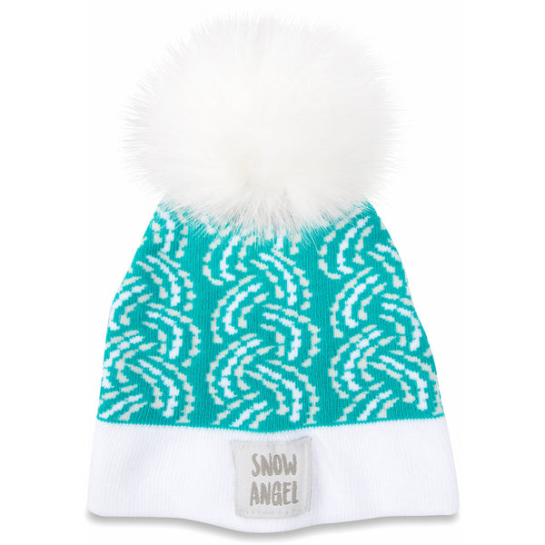 pavilion gift company Snow Angel Teal Knit Pom Pom Hat (0-12 Months)
