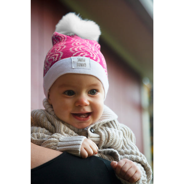 Pavilion Gift Company Snow Bunny Pink Knit Pom Pom Hat (0-12 Months)