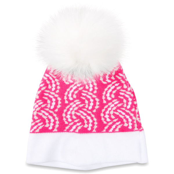 Pavilion Gift Company Snow Bunny Pink Knit Pom Pom Hat (0-12 Months)