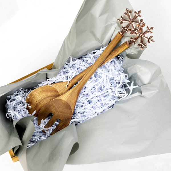 Pavilion Gift Company Snowflake 13" Acacia 2 Piece Utensil Set