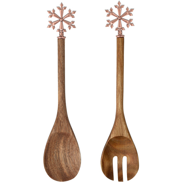 pavilion gift company Snowflake 13" Acacia 2 Piece Utensil Set