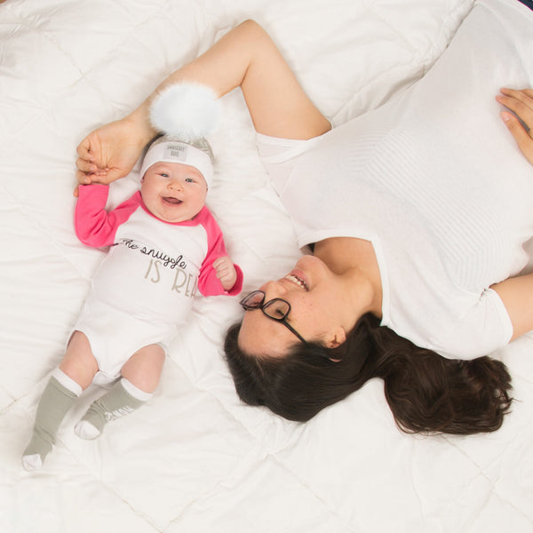 Pavilion Gift Company Snuggle 6-12 Months 3/4 Length Pink Sleeve Onesie