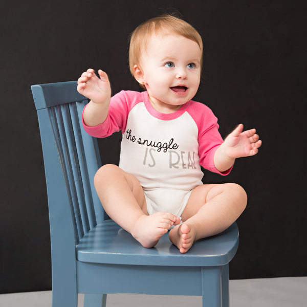 Pavilion Gift Company Snuggle 6-12 Months 3/4 Length Pink Sleeve Onesie