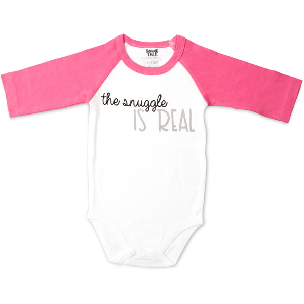 pavilion gift company Snuggle 6-12 Months 3/4 Length Pink Sleeve Onesie