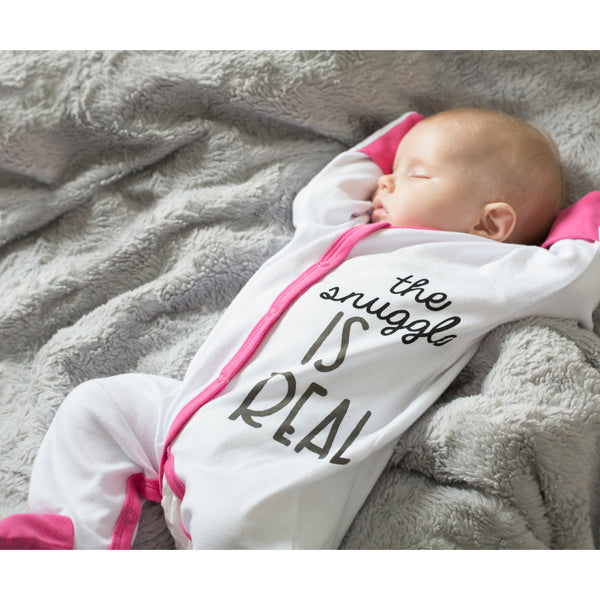 Pavilion Gift Company Snuggle 6-12 Months Pink Trimmed Sleeper