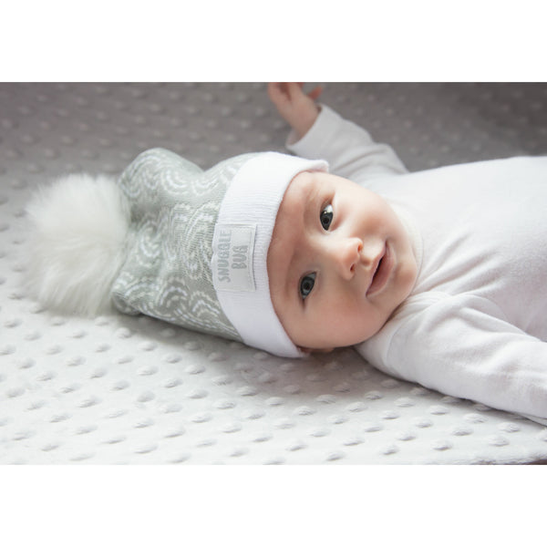 Pavilion Gift Company Snuggle Bug Gray Knit Pom Pom Hat (12-24 Months)