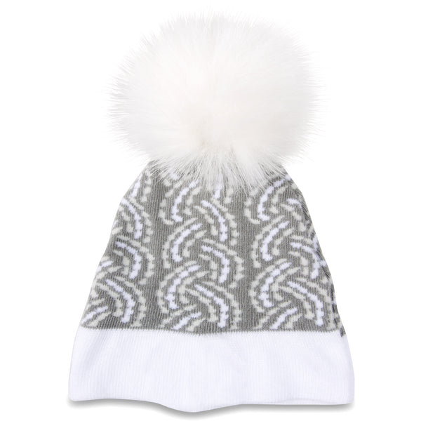 Pavilion Gift Company Snuggle Bug Gray Knit Pom Pom Hat (12-24 Months)